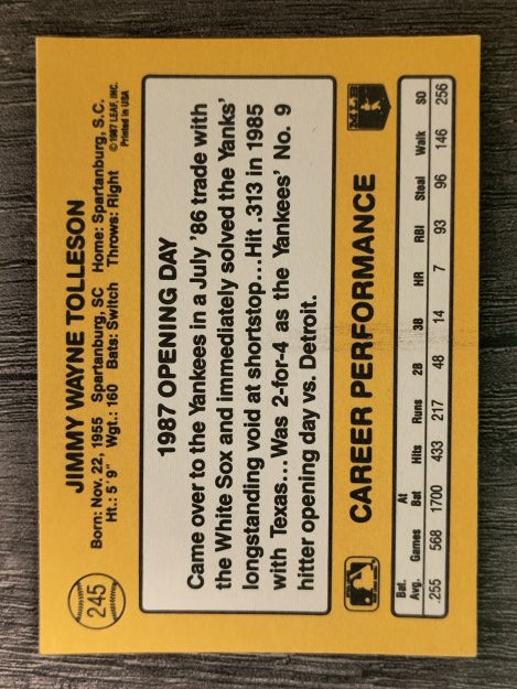 1987 Donruss Opening Day #245 Wayne Tolleson