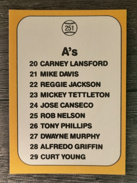 1987 Donruss Opening Day #251 A's Logo