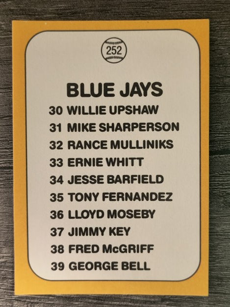 1987 Donruss Opening Day #252 Blue Jays Logo