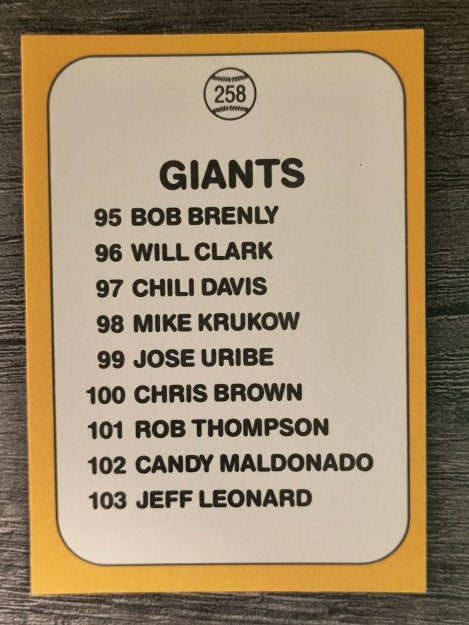 1987 Donruss Opening Day #258 Giants Logo