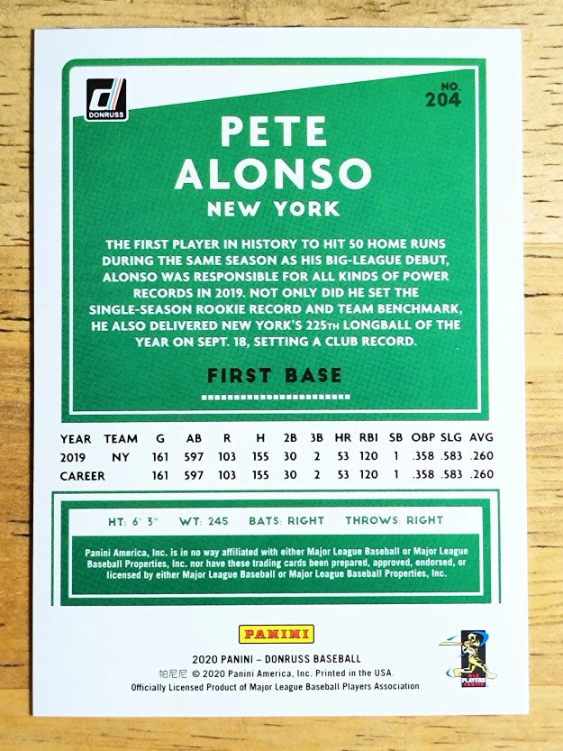 2020 Donruss #204 Pete Alonso