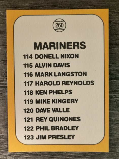 1987 Donruss Opening Day #260 Mariners Logo