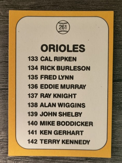 1987 Donruss Opening Day #261 Orioles Logo