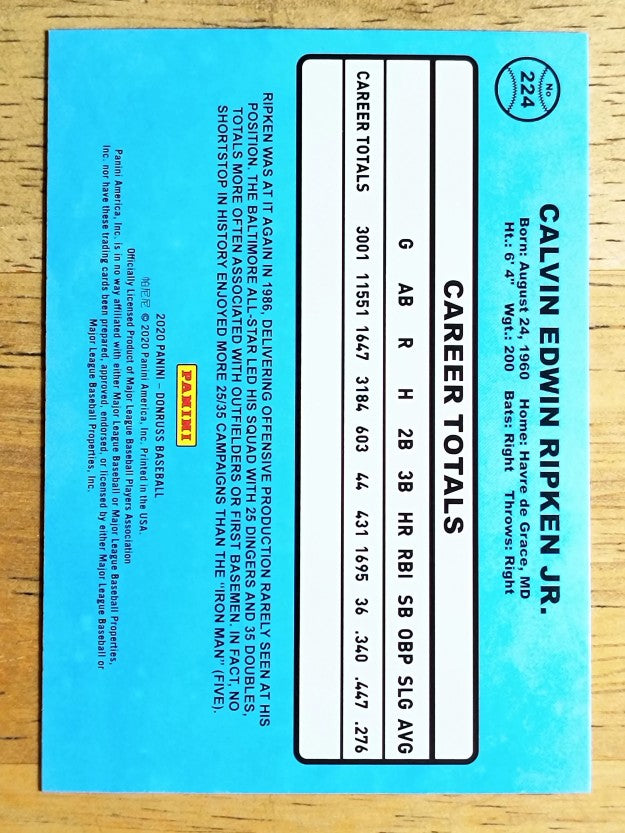 2020 Donruss #224 Cal Ripken RETRO