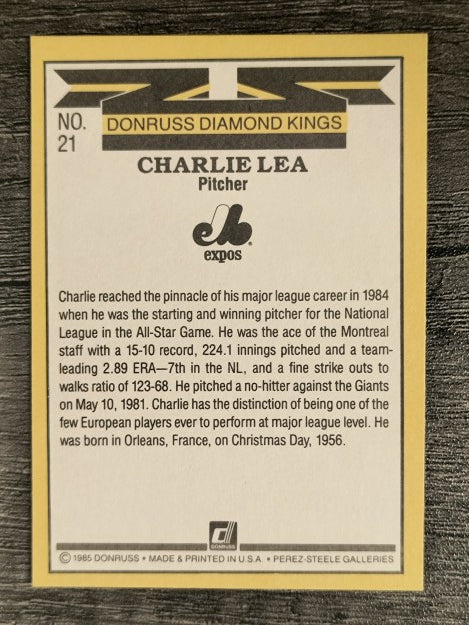 1985 Donruss #21 Charlie Lea DK