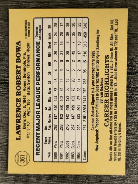1985 Donruss #361 Larry Bowa