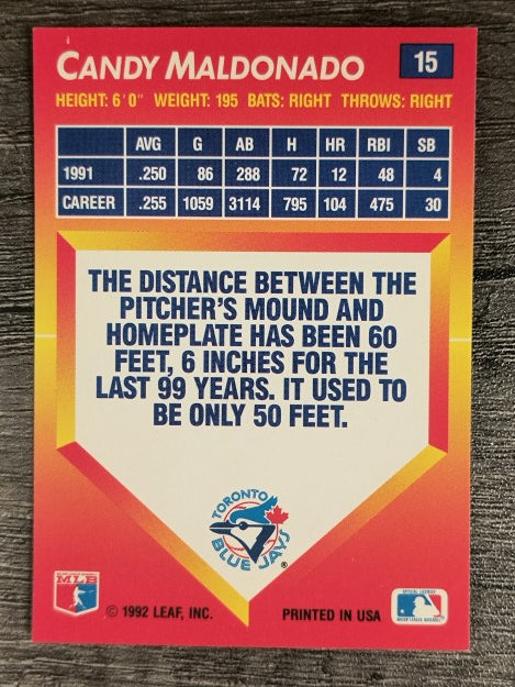 1992 Triple Play #15 Candy Maldonado