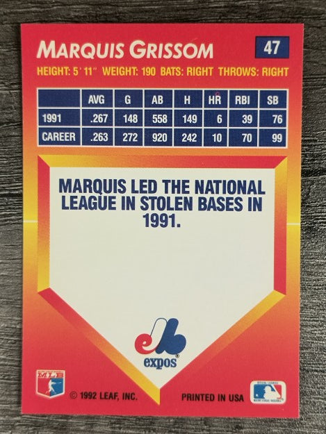 1992 Triple Play #47 Marquis Grissom