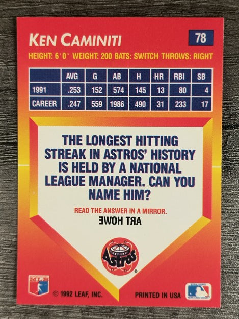 1992 Triple Play #78 Ken Caminiti