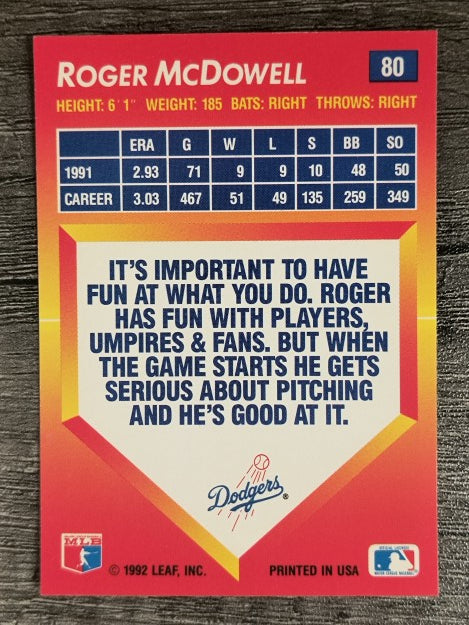 1992 Triple Play #80 Roger McDowell