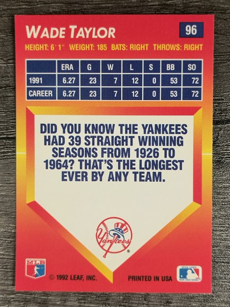 1992 Triple Play #96 Wade Taylor