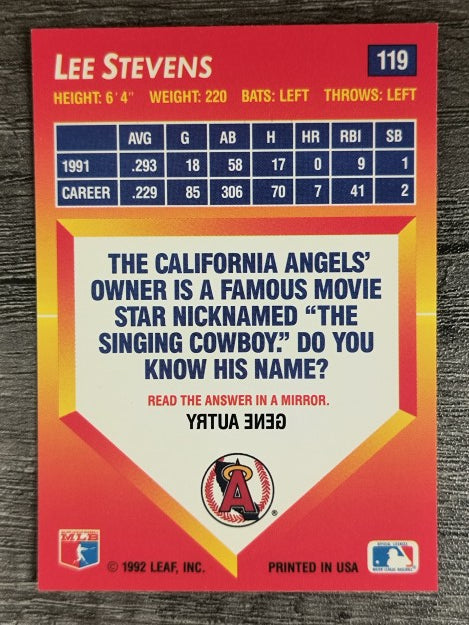 1992 Triple Play #119 Lee Stevens