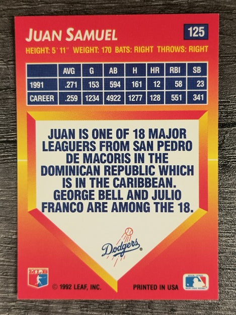 1992 Triple Play #125 Juan Samuel