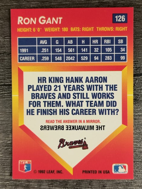 1992 Triple Play #126 Ron Gant