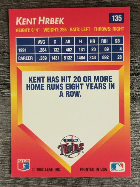 1992 Triple Play #135 Kent Hrbek