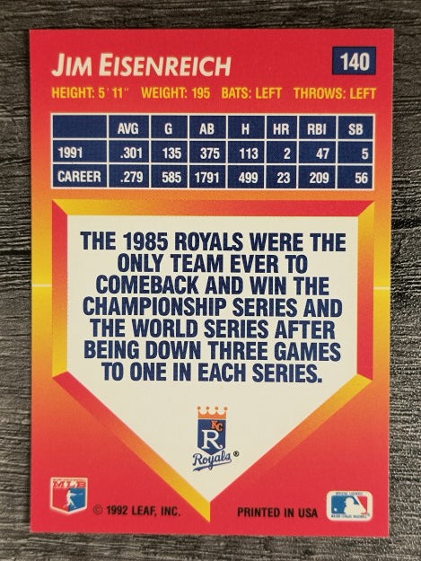 1992 Triple Play #140 Jim Eisenreich