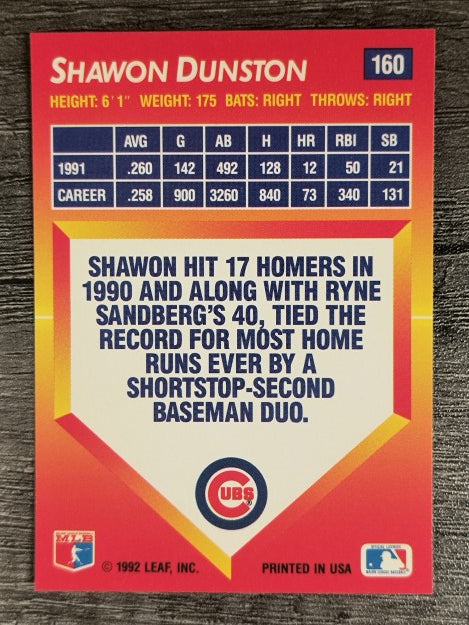 1992 Triple Play #160 Shawon Dunston