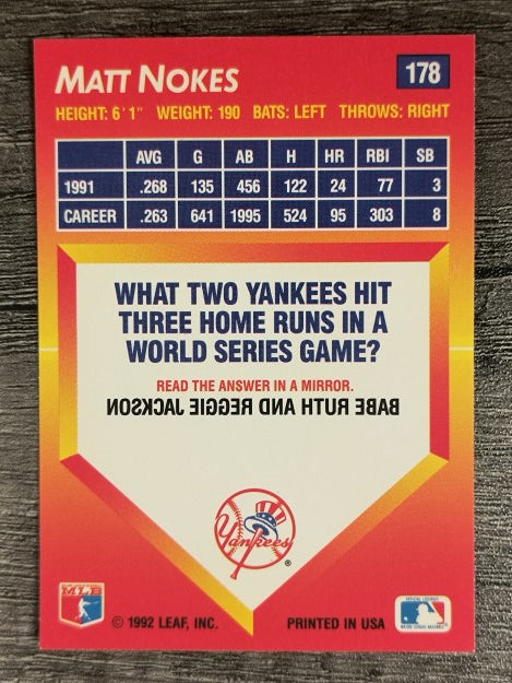 1992 Triple Play #178 Matt Nokes