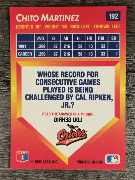 1992 Triple Play #192 Chito Martinez