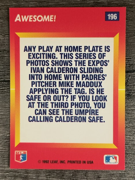 1992 Triple Play #196 Ivan Calderon/Mike Maddux AA