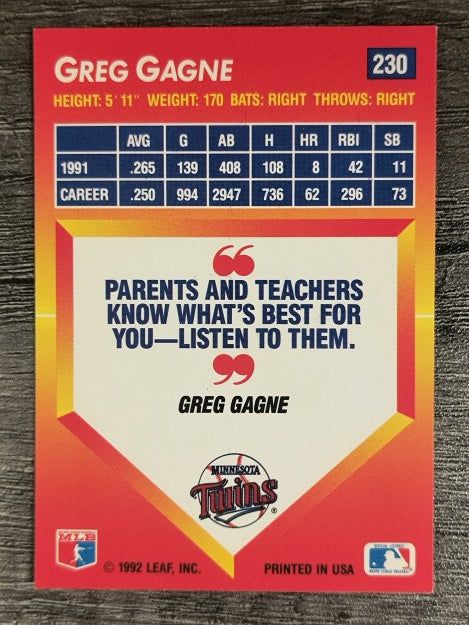 1992 Triple Play #230 Greg Gagne
