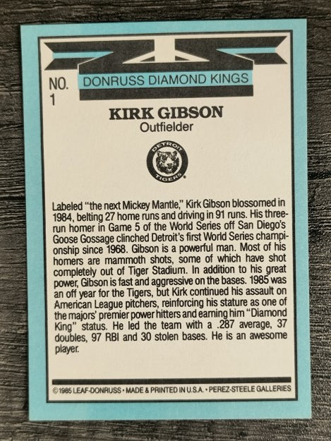 1986 Donruss #1 Kirk Gibson DK