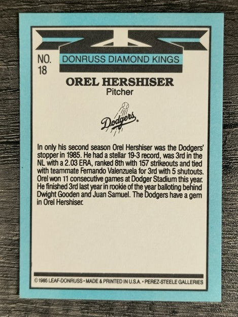1986 Donruss #18 Orel Hershiser DK