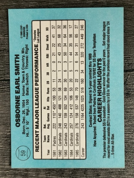 1986 Donruss #59 Ozzie Smith