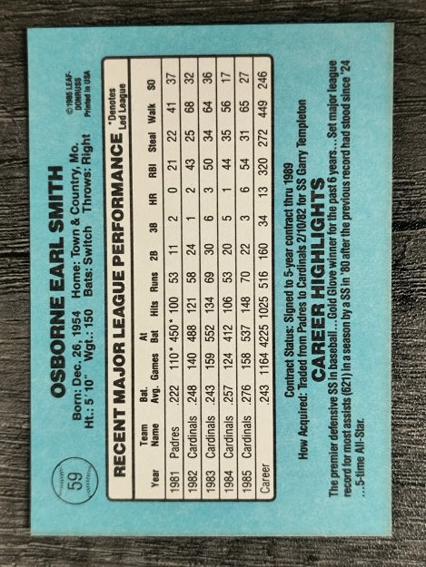 1986 Donruss #59 Ozzie Smith