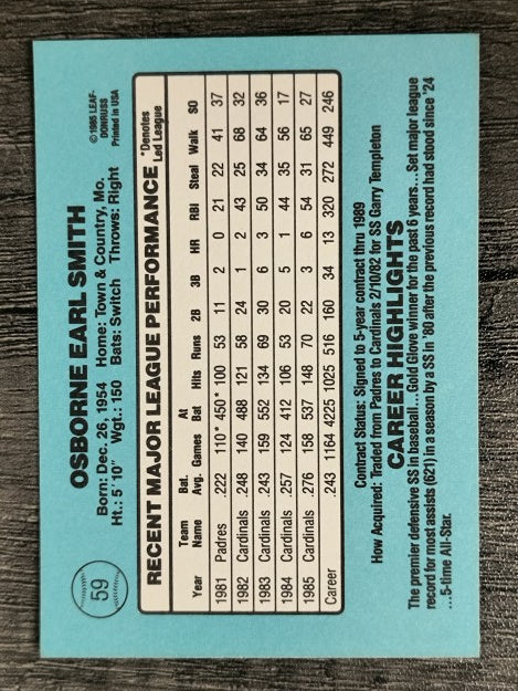 1986 Donruss #59 Ozzie Smith