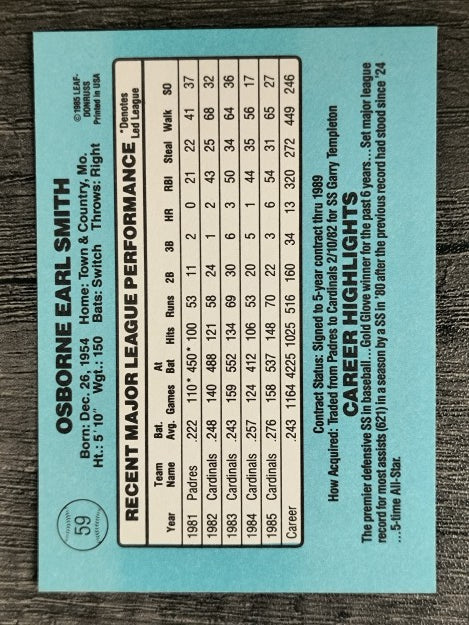 1986 Donruss #59 Ozzie Smith