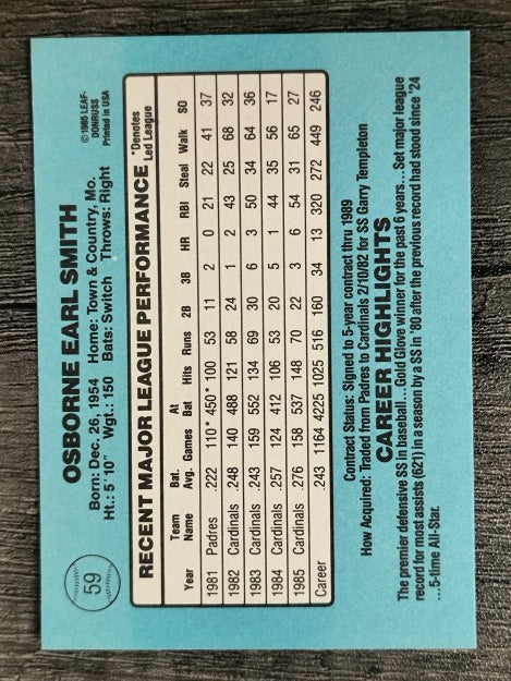 1986 Donruss #59 Ozzie Smith