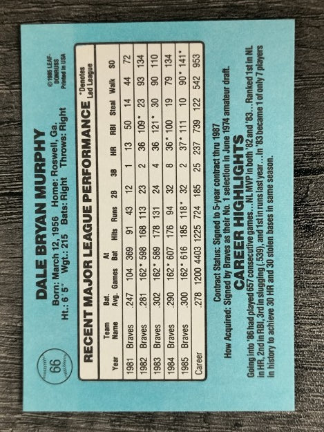 1986 Donruss #66 Dale Murphy