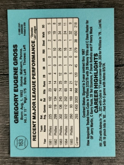 1986 Donruss #163 Greg Gross
