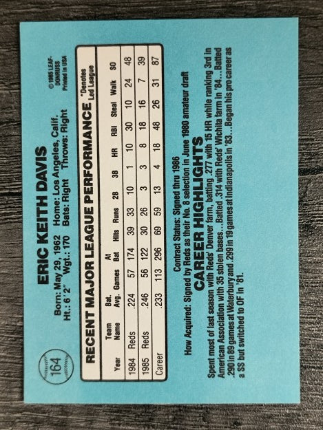 1986 Donruss #164 Eric Davis