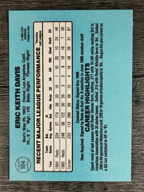1986 Donruss #164 Eric Davis