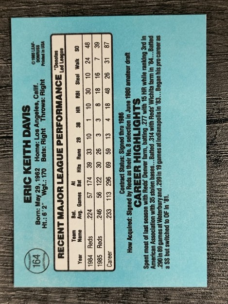 1986 Donruss #164 Eric Davis
