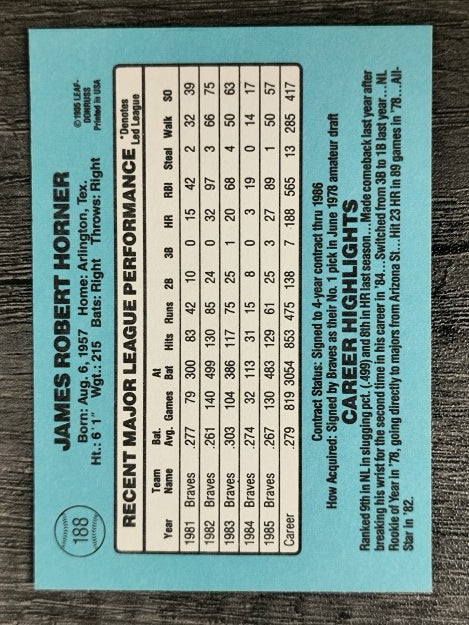 1986 Donruss #188 Bob Horner