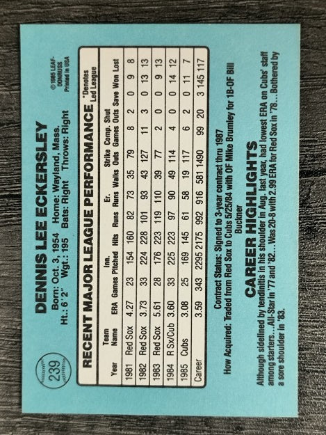 1986 Donruss #239 Dennis Eckersley