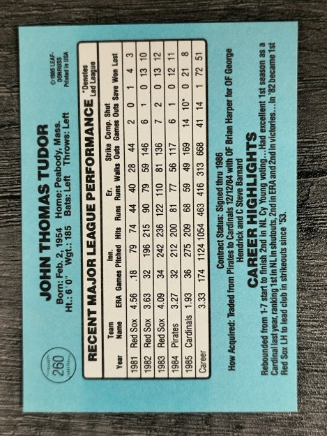 1986 Donruss #260 John Tudor