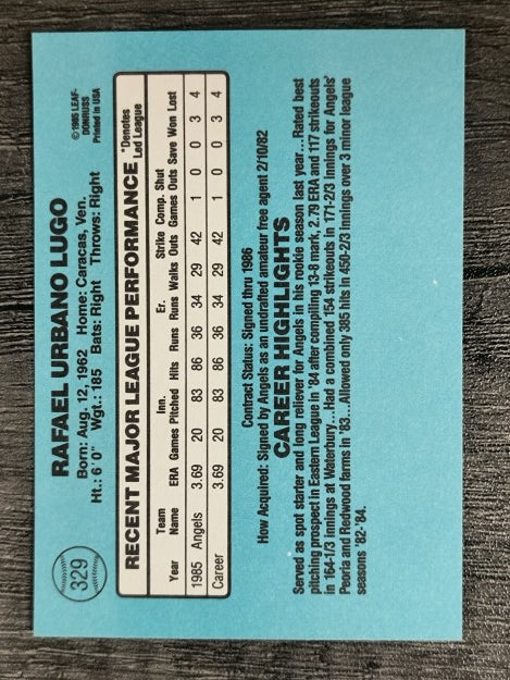 1986 Donruss #329 Urbano Lugo