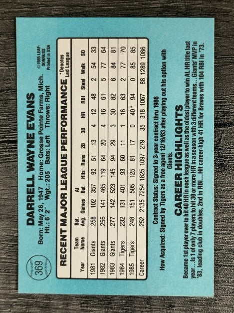 1986 Donruss #369 Darrell Evans