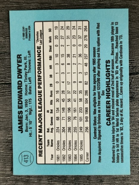 1986 Donruss #413 Jim Dwyer