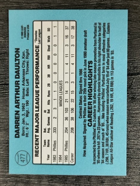 1986 Donruss #477 Darren Daulton RC