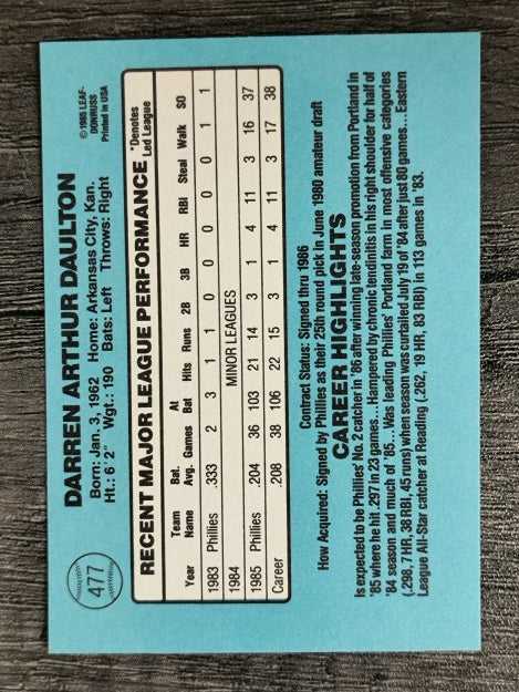 1986 Donruss #477 Darren Daulton RC