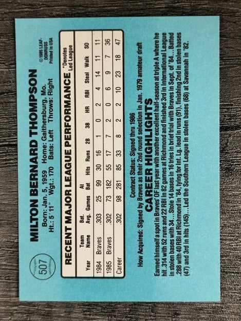 1986 Donruss #507 Milt Thompson RC