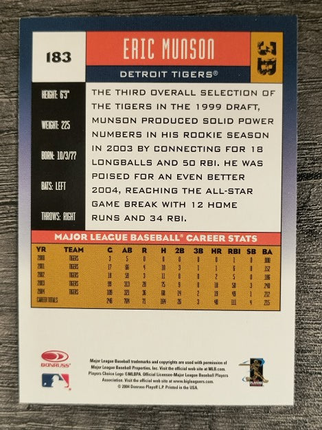 2005 Donruss #183 Eric Munson