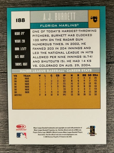 2005 Donruss #188 A.J. Burnett
