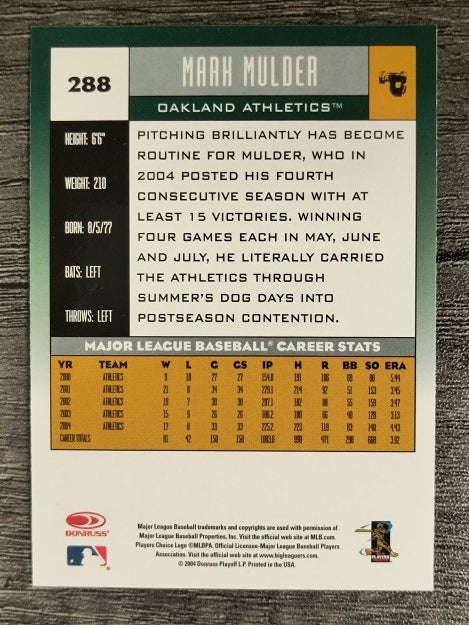 2005 Donruss #288 Mark Mulder