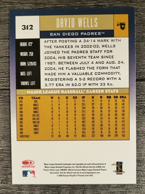 2005 Donruss #312 David Wells